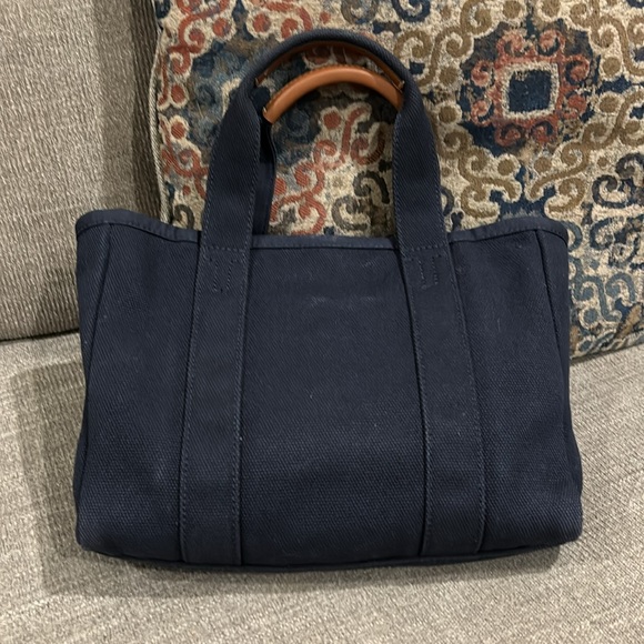 Tory Burch Canvas Small Tote Navy - Picture 8 of 12